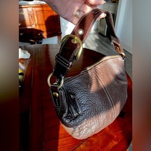 Coach - Medium Size Chocolate brown textured leather Coach Hobo.
